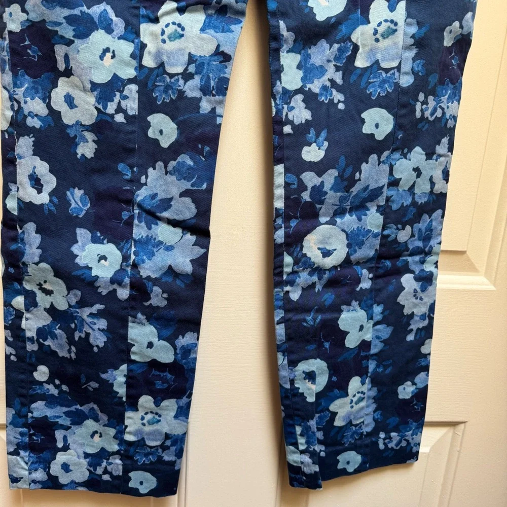 J. CREW 6 TALL Remi Blue Floral Re-Imagined Watercolor Pants Womens size 6T